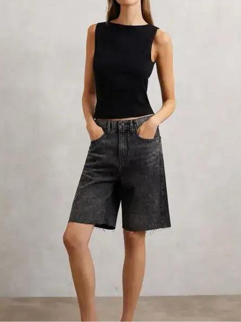 Good American black denim shorts Size 8 #denim #summer#shorts